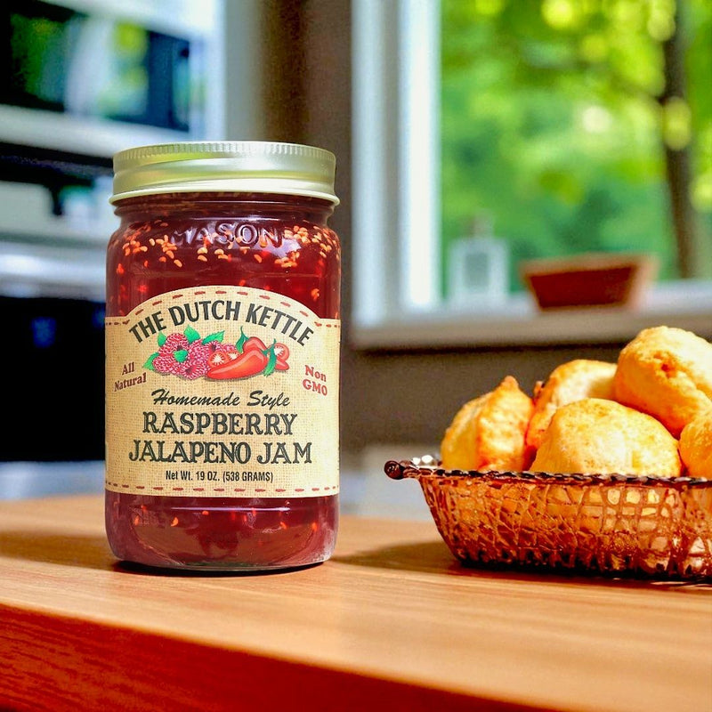 The Dutch Kettle Homemade Style Raspberry Jalapeno Jam, exclusively available from Harvest Array.