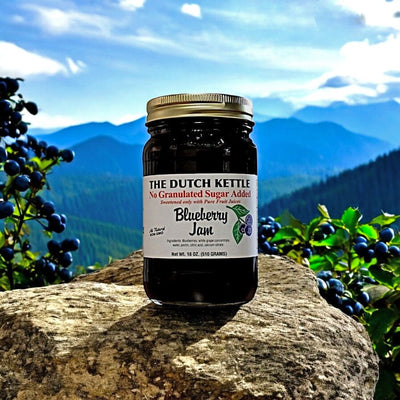 Shop Harvest Array for delicious No Sugar Added Blueberry Jam for a healthy alternative to regular jam. A product of North Carolina Amish Country.