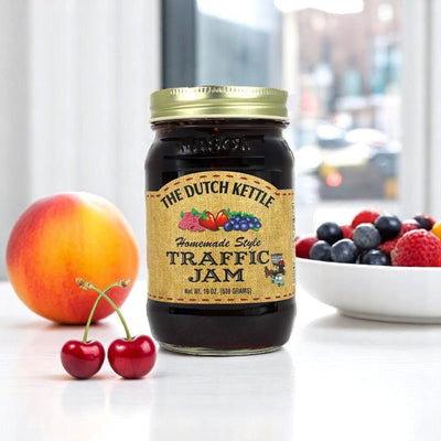 Harvest Array's Traffic Jam from The Dutch Kettle is "jam packed" with summer ripe berries, peaches, and cherries.
