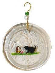 Kitten playing with Eater Basket Suncatcher from Harvest Array